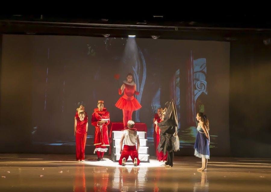 Tableau d’ensemble du spectacle de fin d’année sur scène